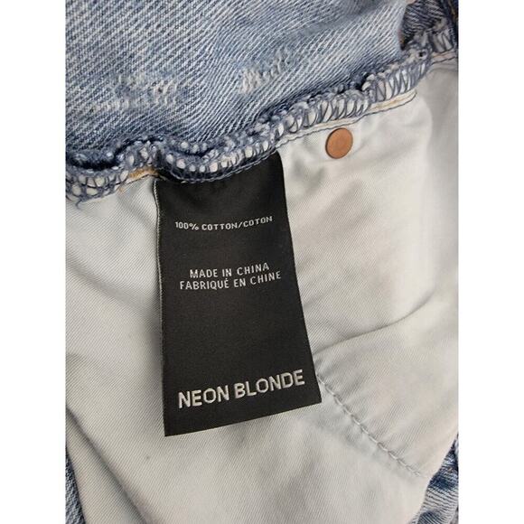 NEON BLONDE Light Blue Straight Leg Jeans with Leopard Detail - Picture 10 of 15